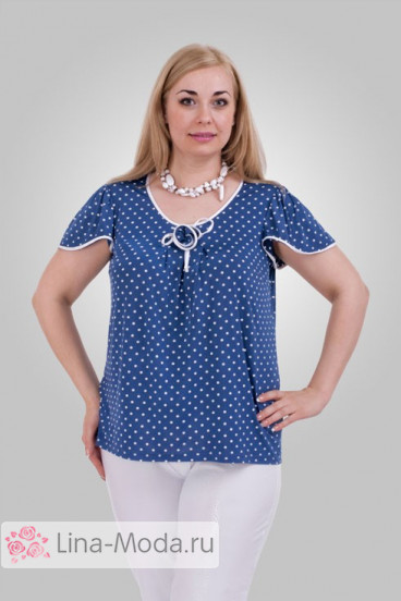 Блуза "Олси" 1310007.2 ОЛСИ (Горох белый на синем)